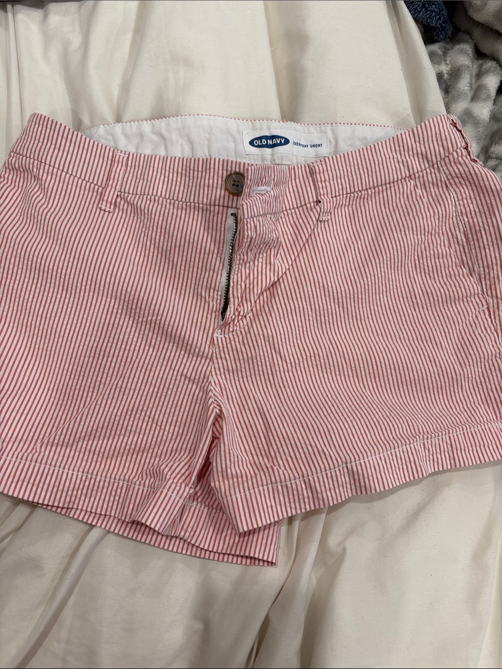 Old Navy Pink and White Striped Women’s Cotton Bermuda Shorts